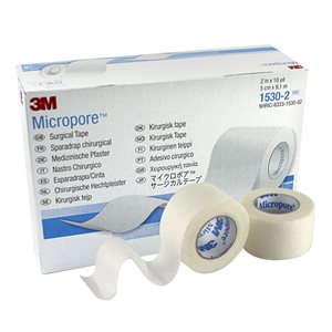 3M Micropore Tape, 2" x 10 yds, 6 rolls / box