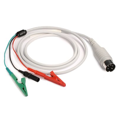 KING Shielded Cable, 5 PIN DIN to 1 Red, 1 Green Alligator Clip, 1 Black Male TP Connector 40" Qty 1